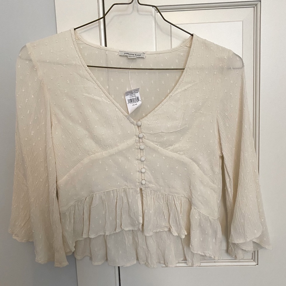 Cream American eagle button down